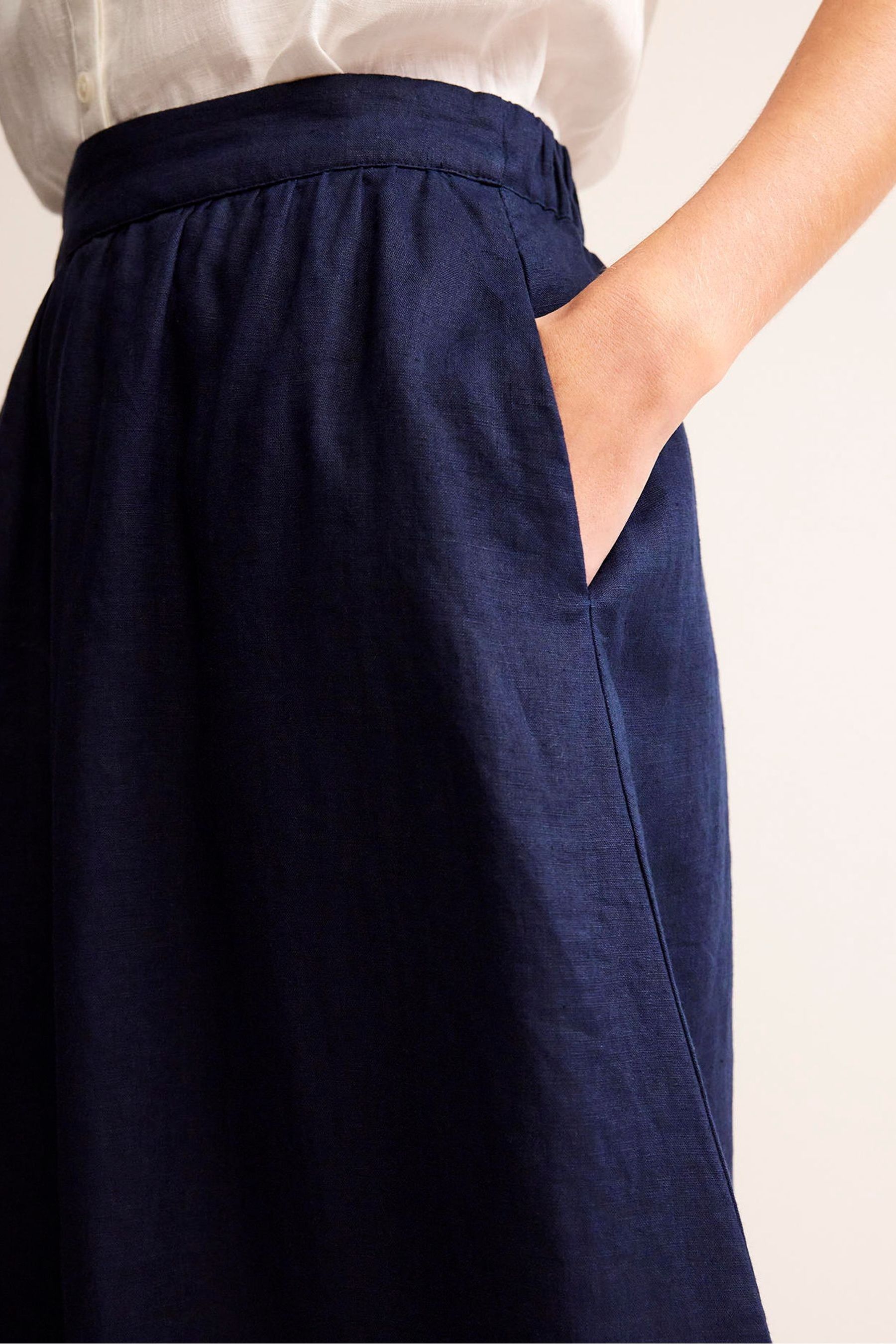 Buy Boden Blue Florence Linen Midi Skirt from the Next UK online shop