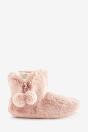 Simply Be Pink Faux Fur Lined Slipper Boots In Wide Fit - Image 1 of 7