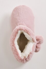 Simply Be Pink Faux Fur Lined Slipper Boots In Wide Fit - Image 3 of 7