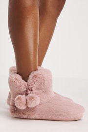 Simply Be Pink Faux Fur Lined Slipper Boots In Wide Fit - Image 4 of 7