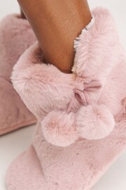 Simply Be Pink Faux Fur Lined Slipper Boots In Wide Fit - Image 7 of 7