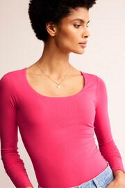 Boden Pink Double Layer Scoop Neck Long Sleeve T-Shirt - Image 1 of 5
