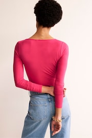 Boden Pink Double Layer Scoop Neck Long Sleeve T-Shirt - Image 2 of 5