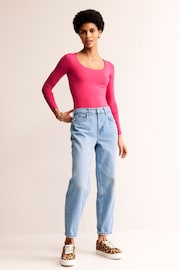 Boden Pink Double Layer Scoop Neck Long Sleeve T-Shirt - Image 3 of 5