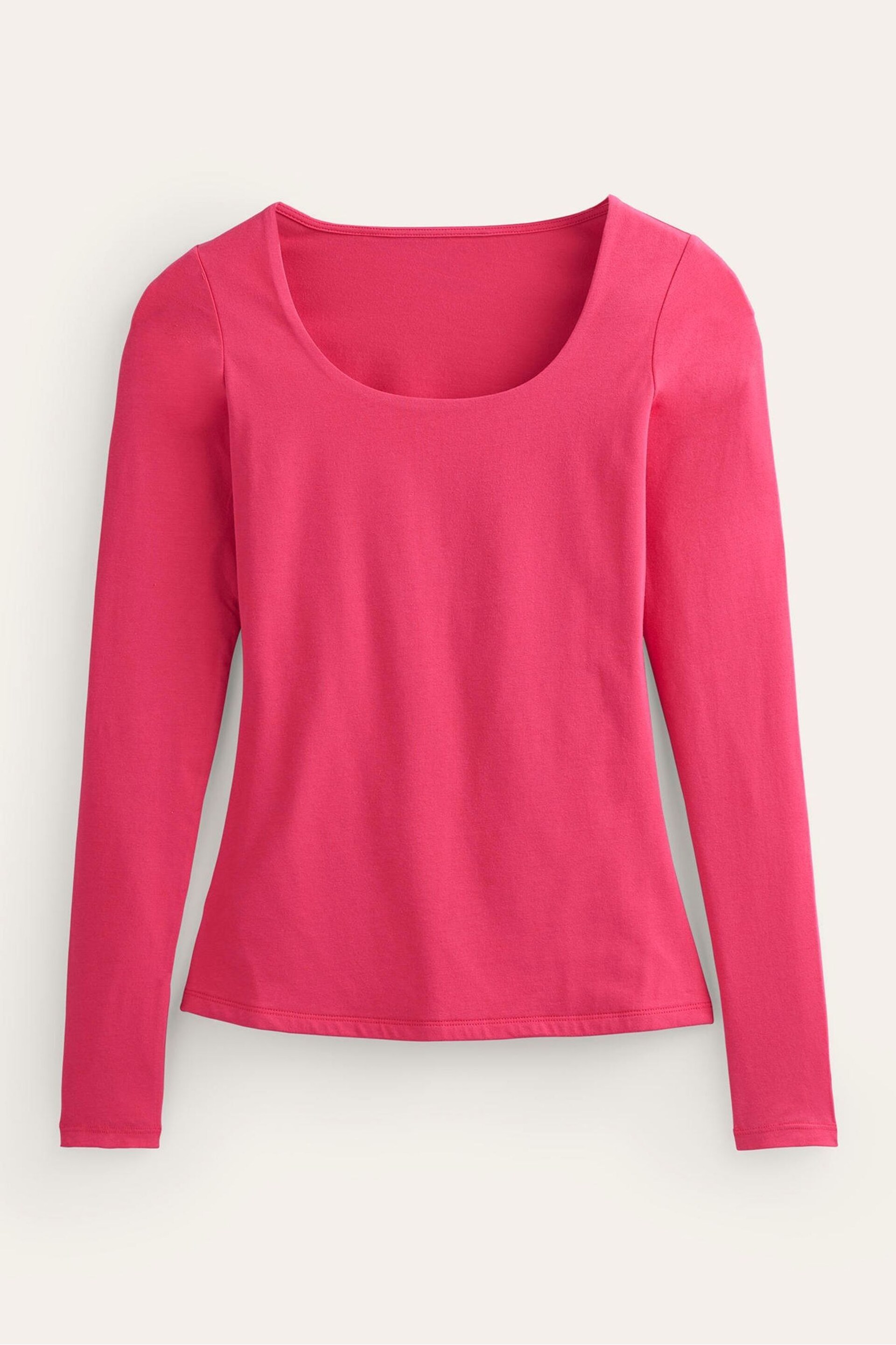 Boden Pink Double Layer Scoop Neck Long Sleeve T-Shirt - Image 5 of 5