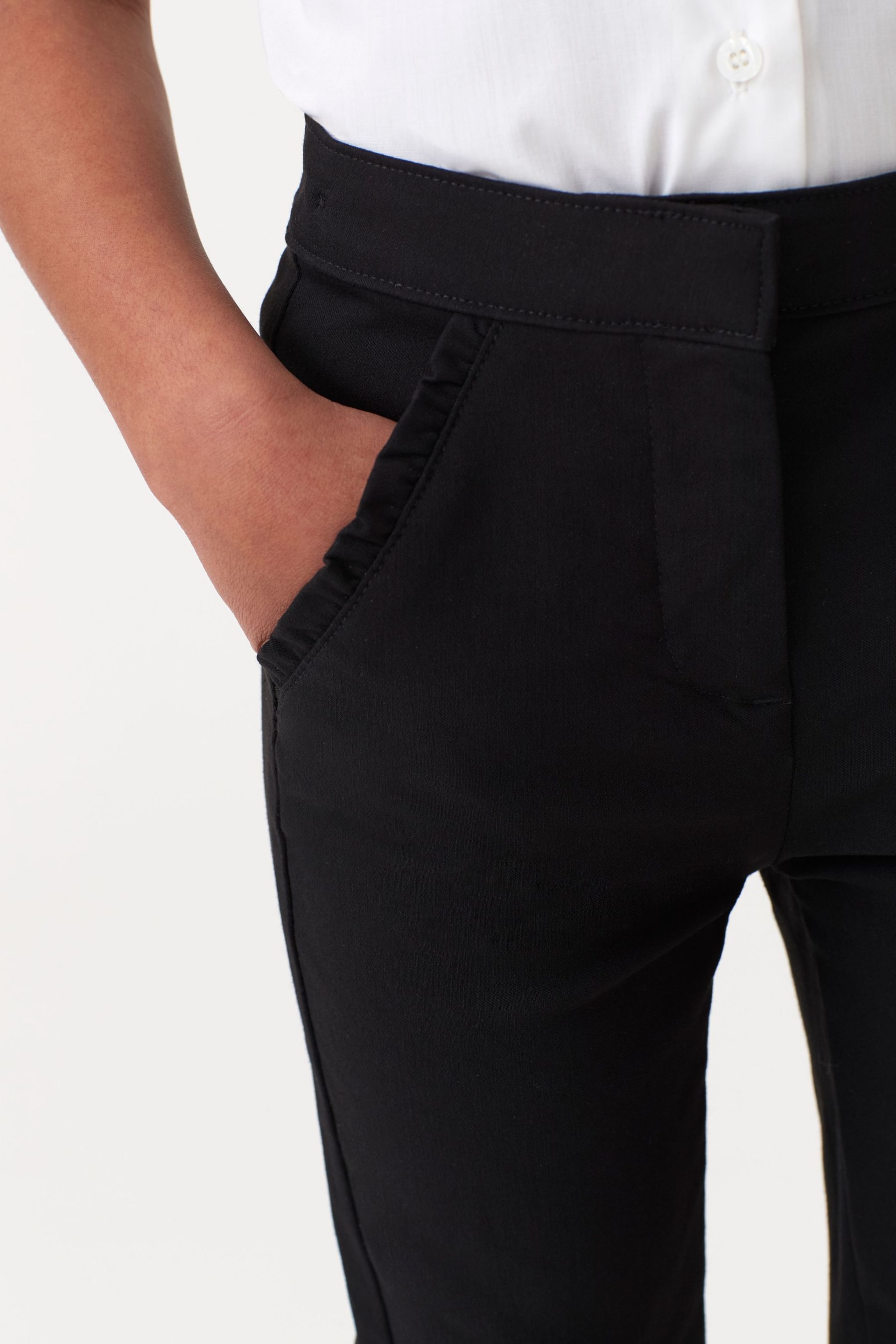 Black Frill Detail Stretch Skinny Trousers (3-16yrs) - Image 5 of 6