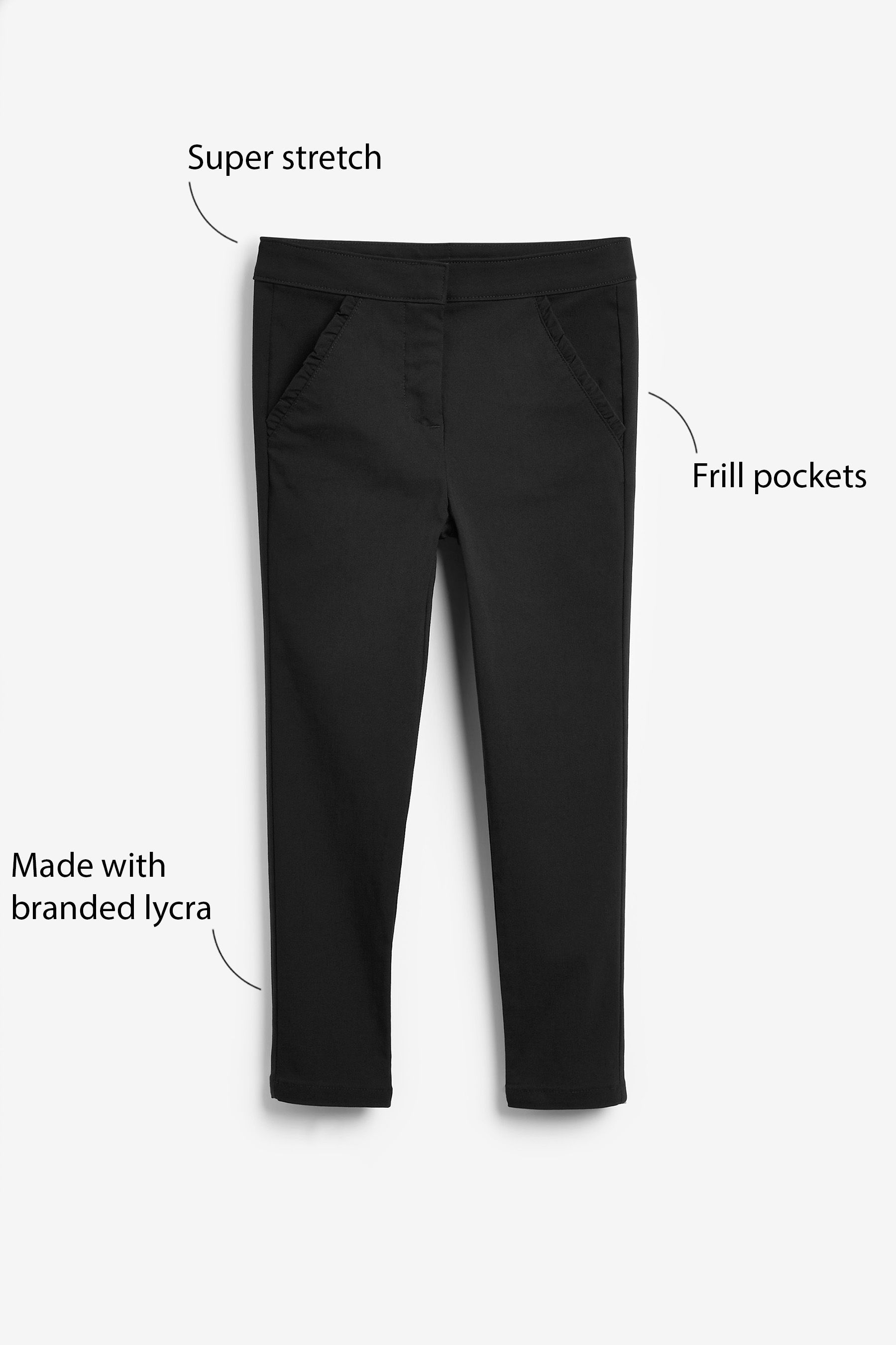 Buy Black Frill Detail Stretch Skinny Trousers 3 16yrs from the