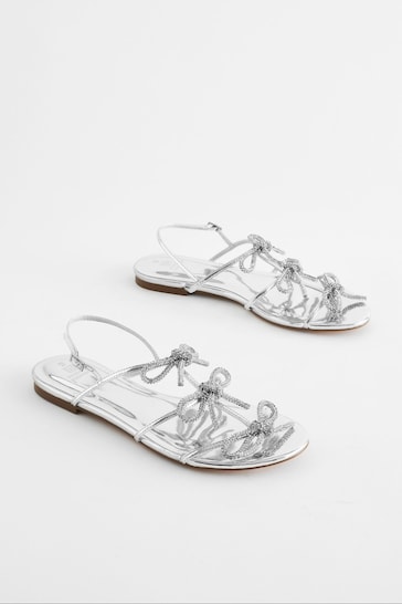 Silver Regular/Wide Fit Forever Comfort ® Bow Slingback Sandals