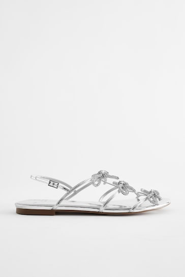 Silver Regular/Wide Fit Forever Comfort ® Bow Slingback Sandals