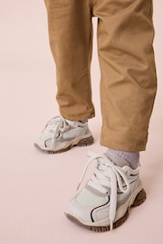 Neutral Mesh Panel Lace Up Trainers - Image 3 of 8