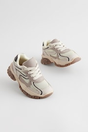 Neutral Mesh Panel Lace Up Trainers - Image 4 of 8