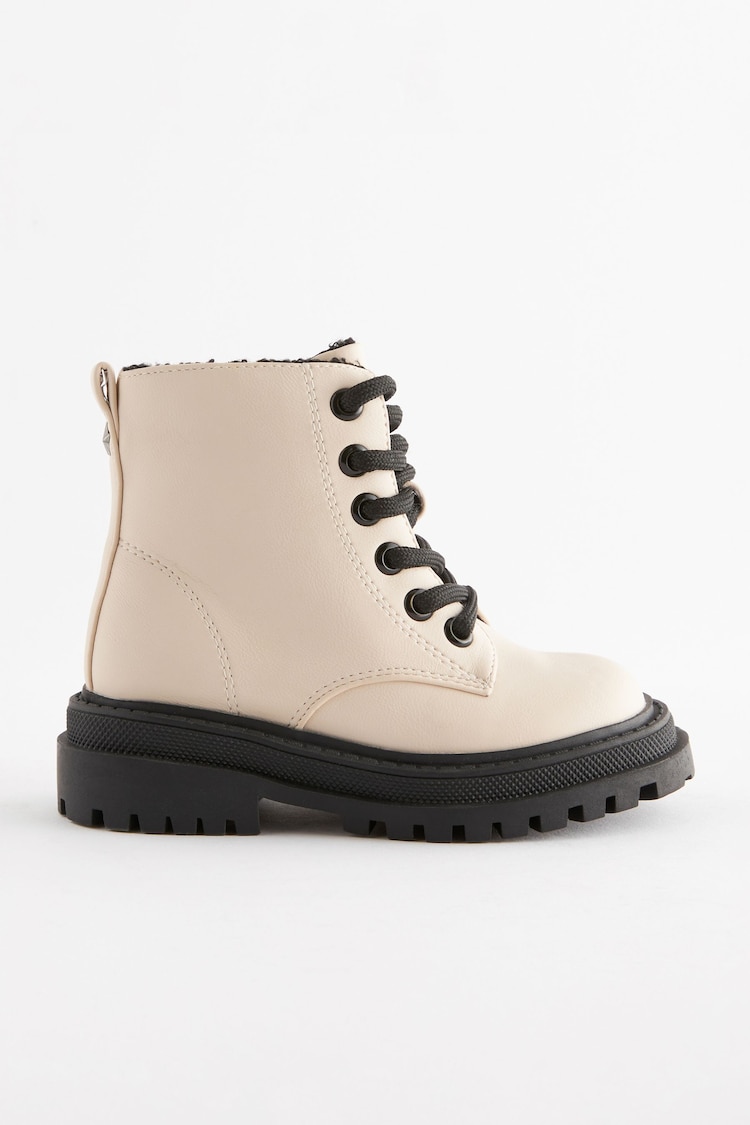 Neutral White Wide Fit (G) Chunky Lace-Up Boots - Image 2 of 6