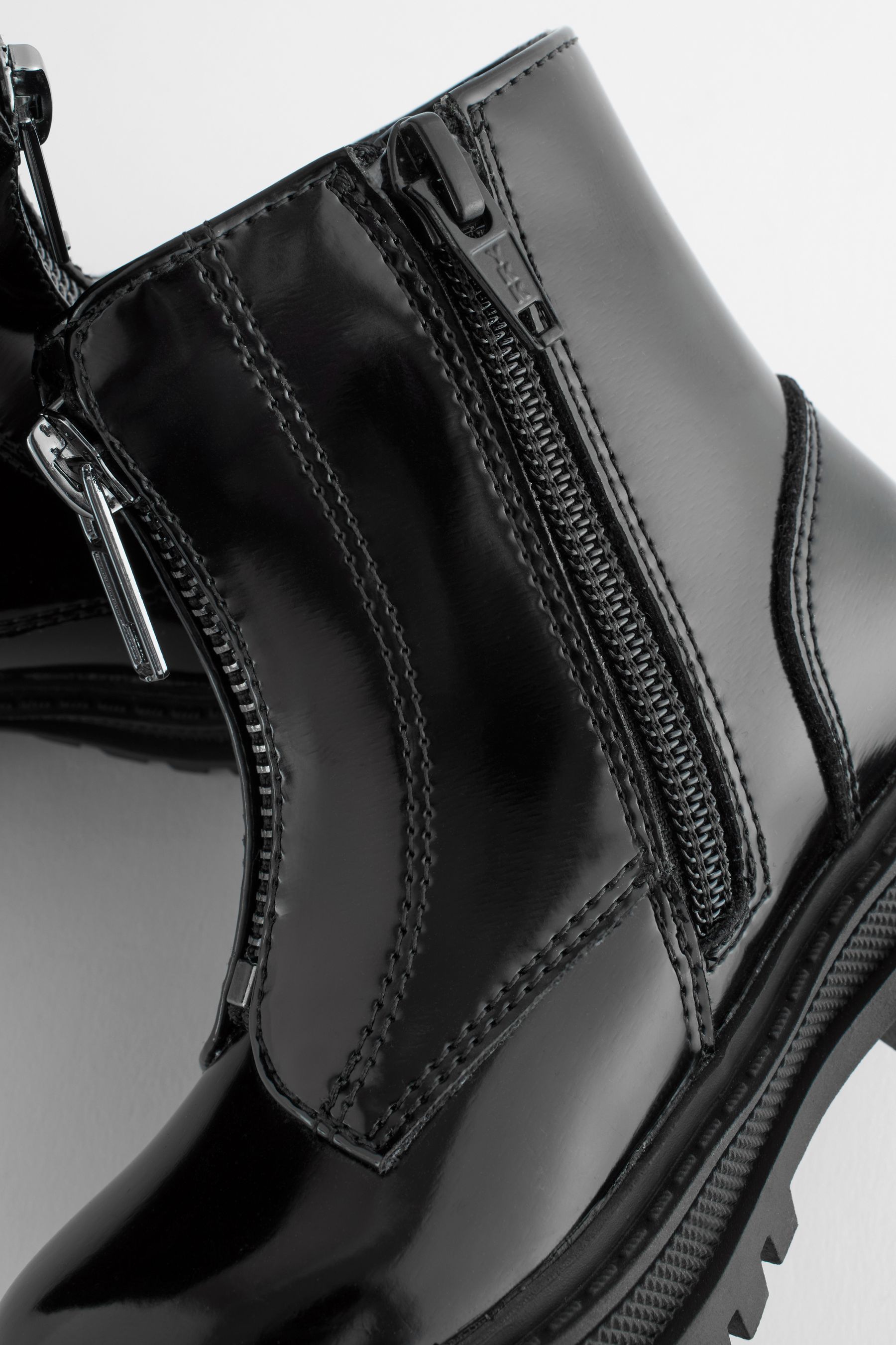 Zip front patent boots outlet