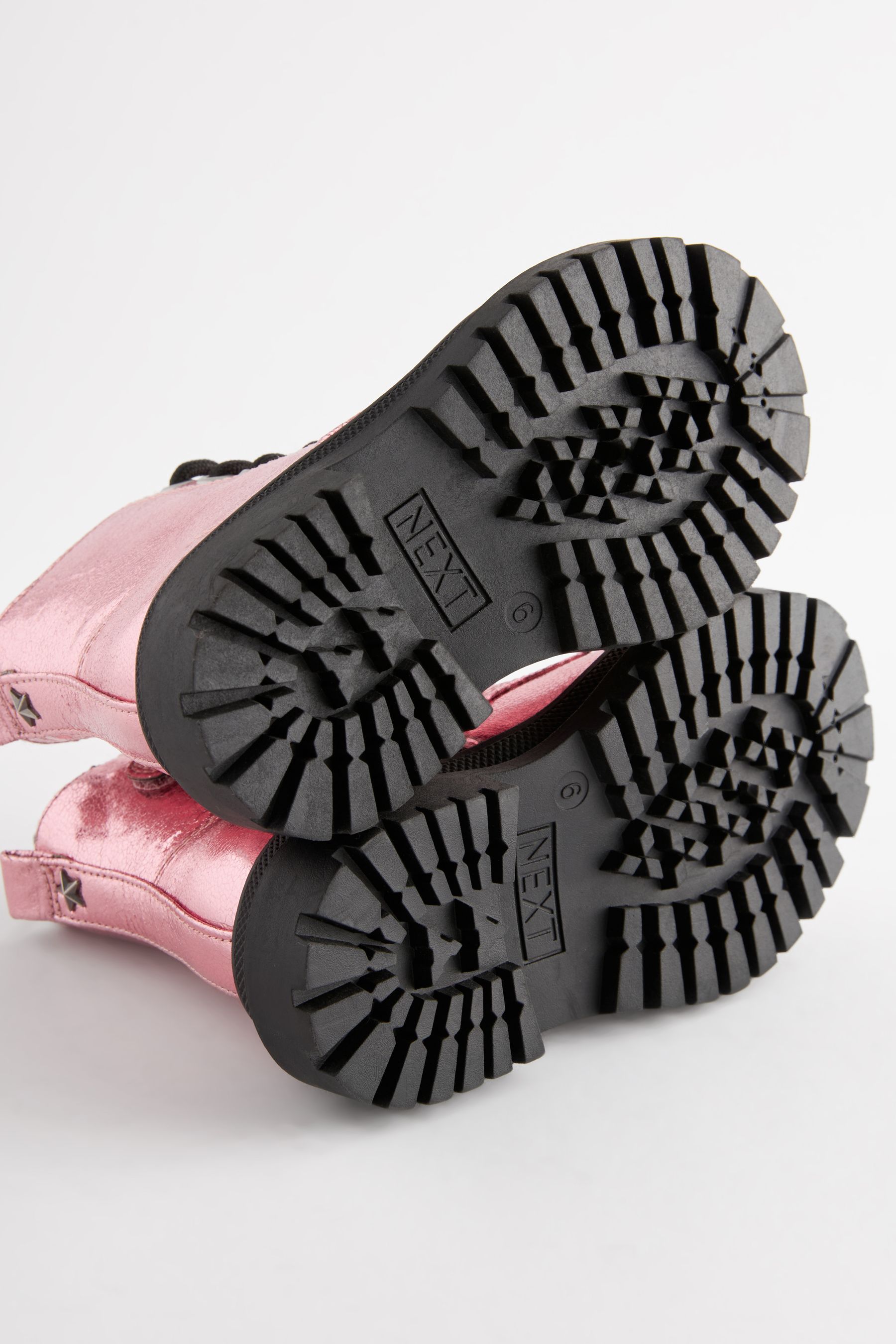 Buy Pink Metallic Wide Fit G Chunky Lace Up Ankle Boots from the Next UK online shop