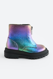 Multi Metallic Wide Fit (G) Zip Front Chunky Boots - Image 2 of 5