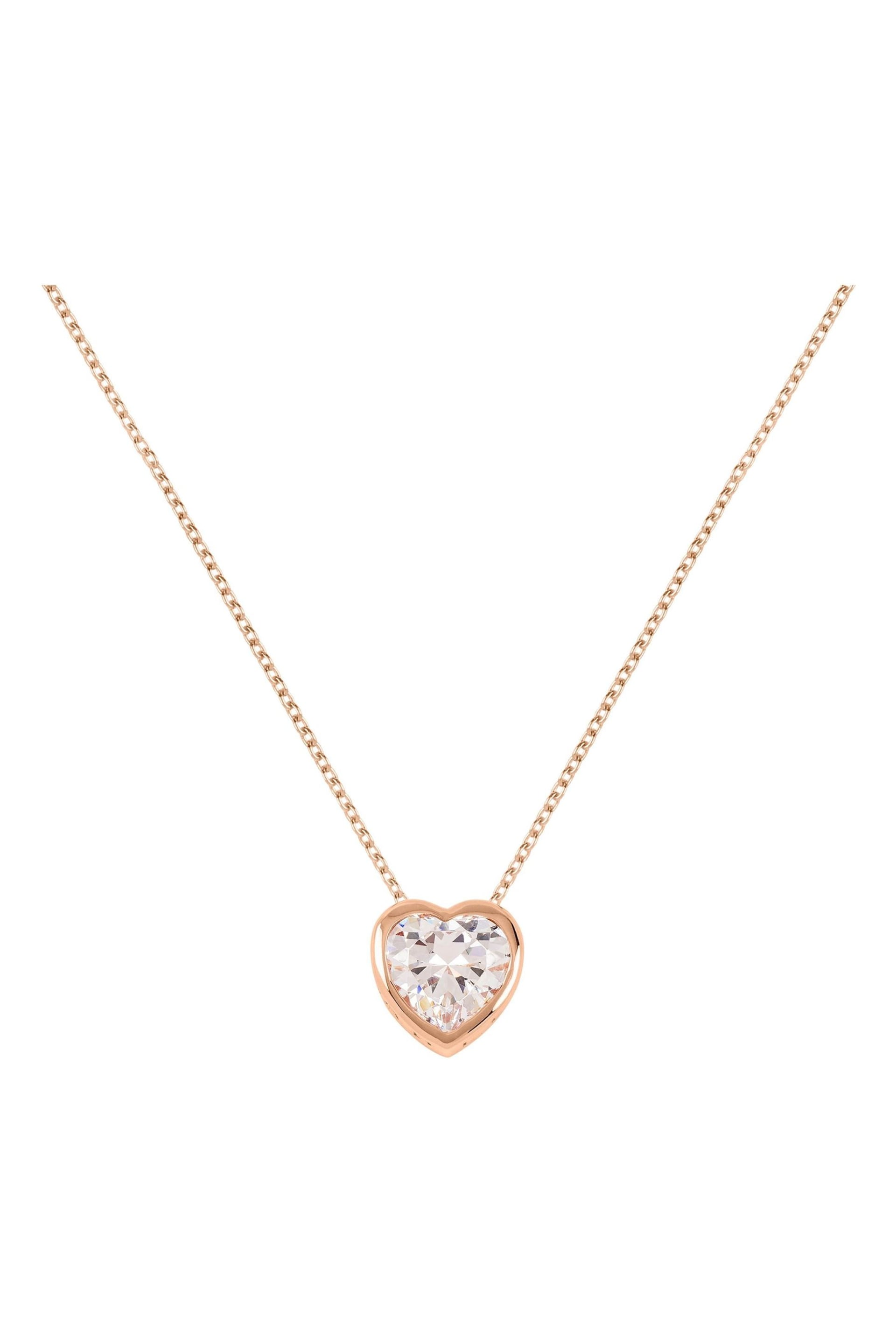 Radley Ladies Love 18ct Rose Gold Tone Sterling Silver Clear Stone Heart Necklace - Image 2 of 6