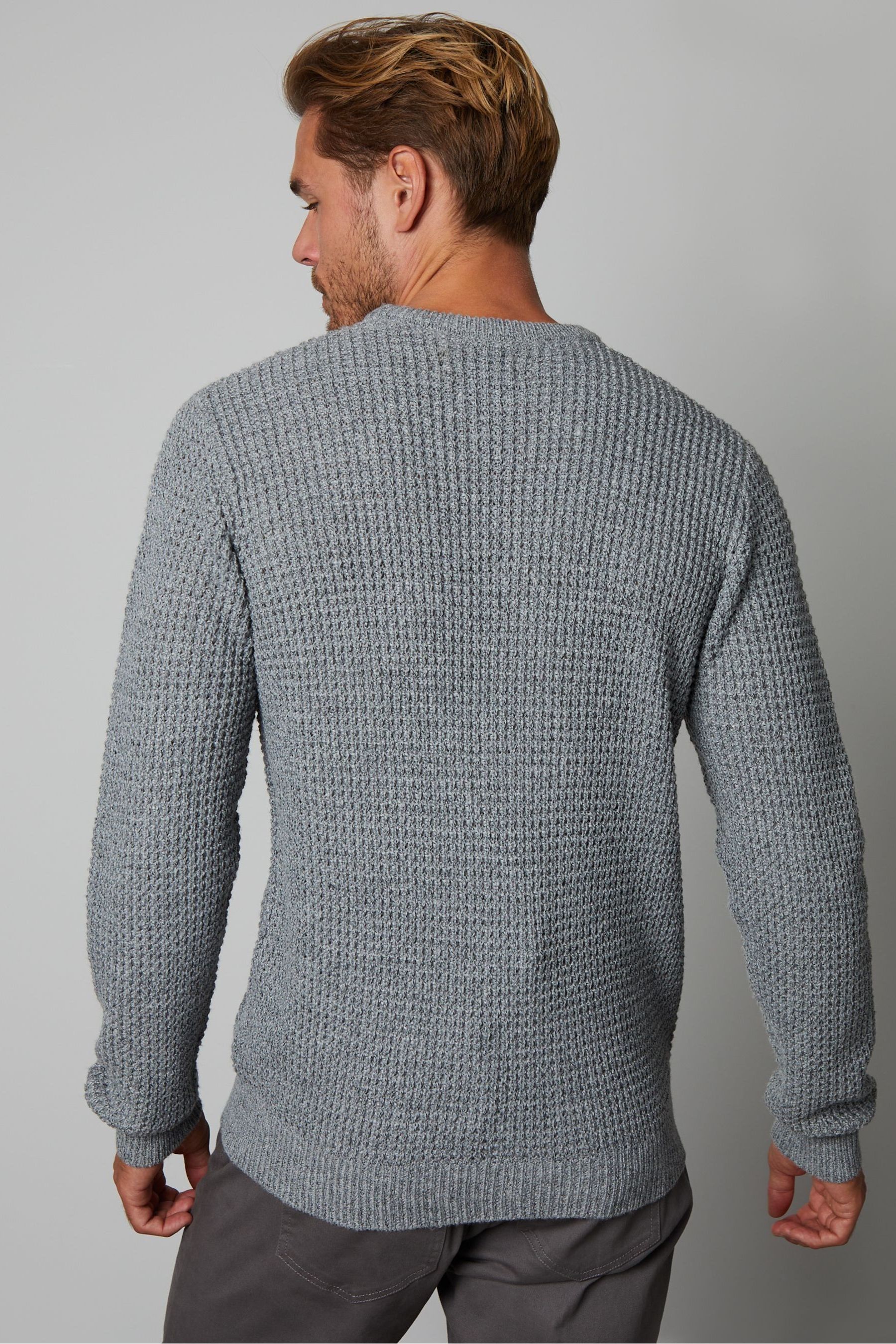 Buy Threadbare Grey Waffle Knit Crew Neck Jumper from Next Luxembourg