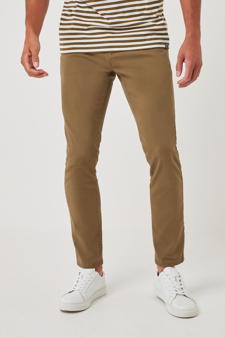 Tan Brown Skinny Fit Stretch Chino Trousers - Image 1 of 4