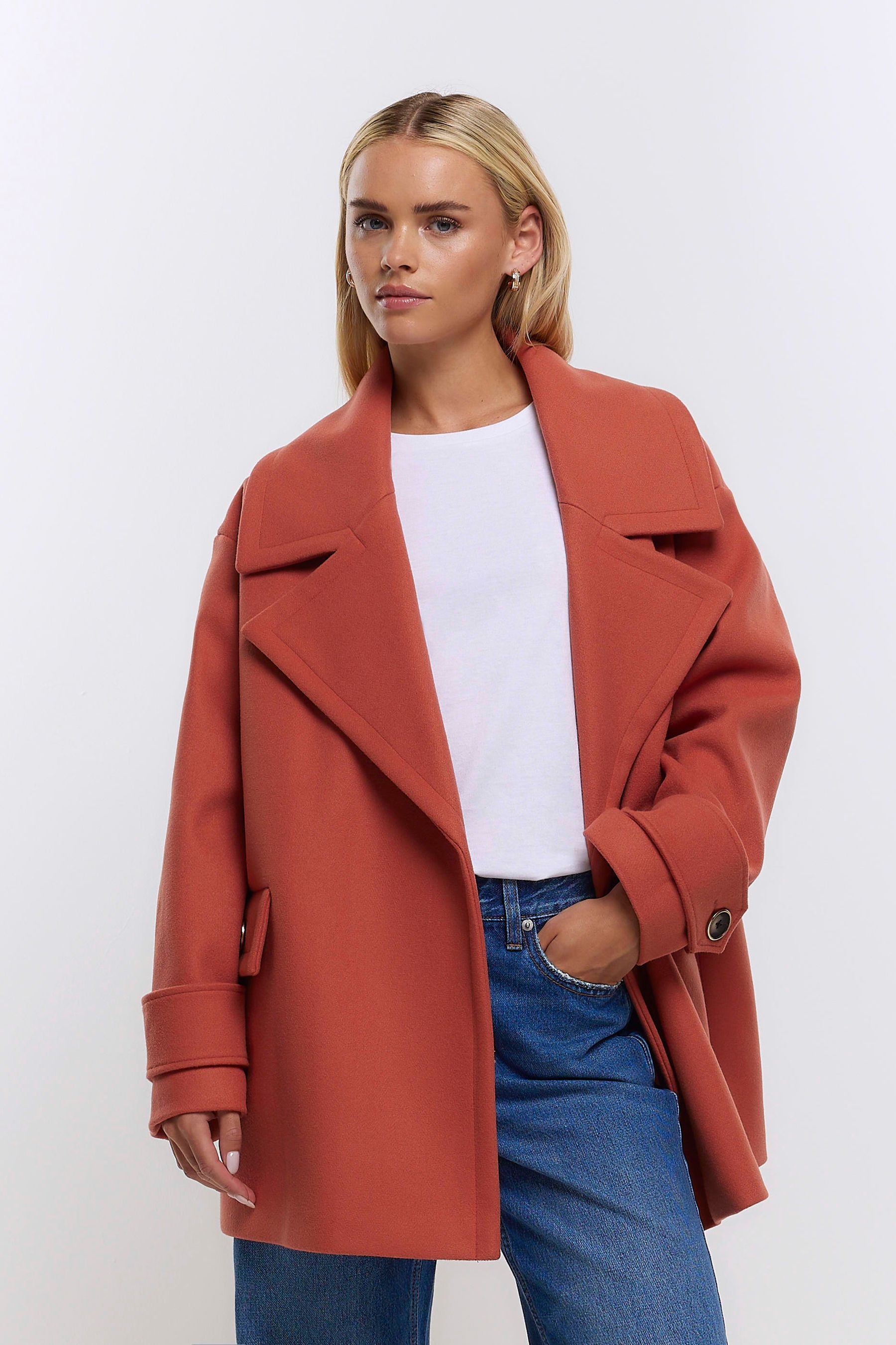 Buy River Island Pink Short Swing Coat from Next Lithuania