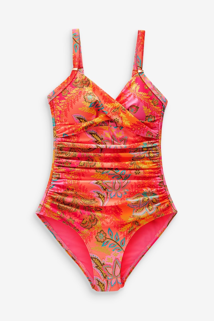 Pink/Orange Paisley Tummy Shaping Control Swimsuit - Image 6 of 6