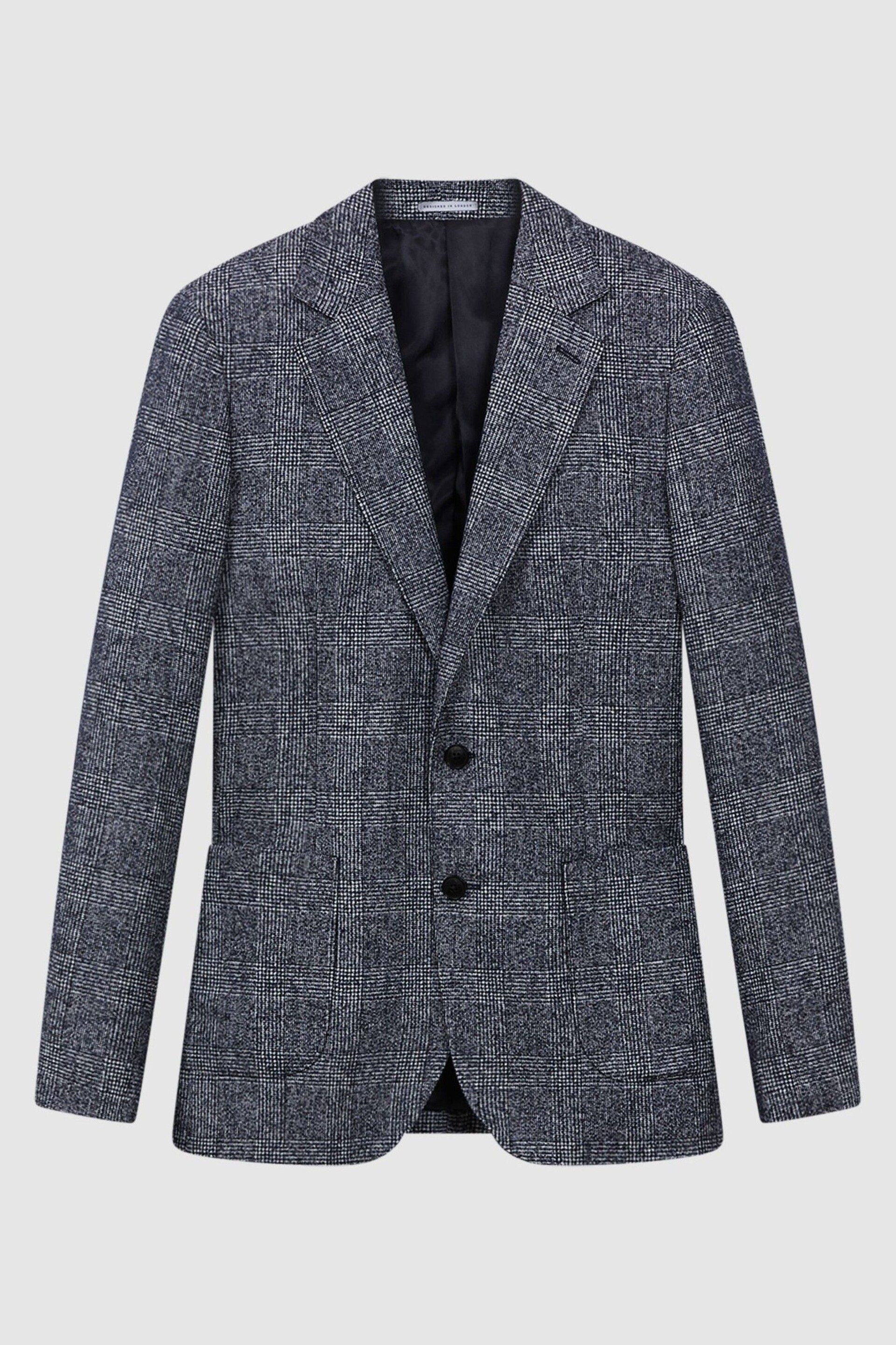Reiss Navy Lindhurst Slim Fit Single Breasted Check Blazer - Image 2 of 7