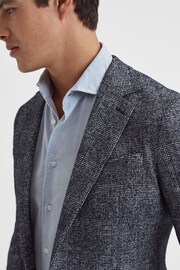 Reiss Navy Lindhurst Slim Fit Single Breasted Check Blazer - Image 4 of 7