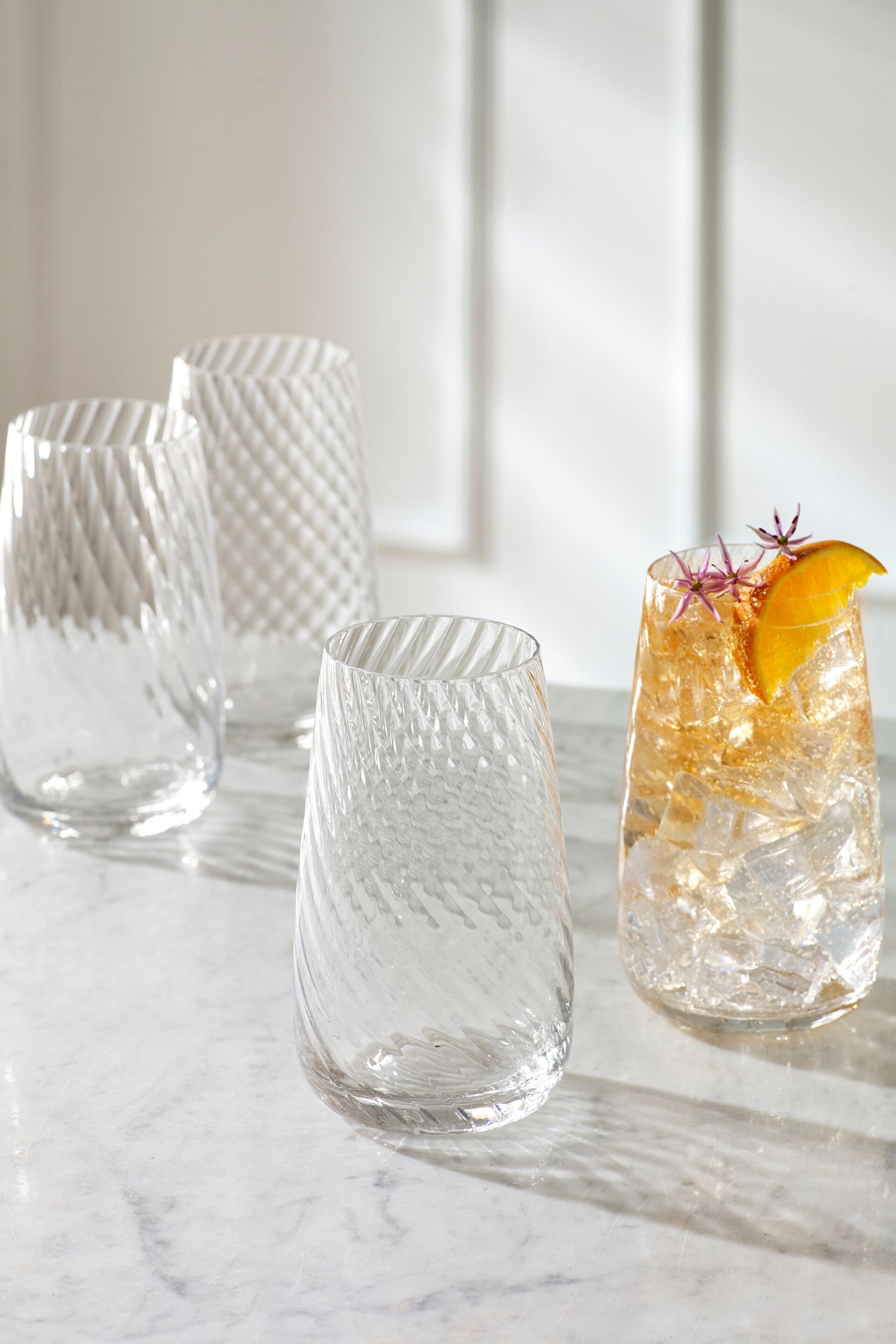 Clear Set of 4 Clear Anais Tumbler Glasses Set of 4 Tall Tumbler Glasses - Image 1 of 4