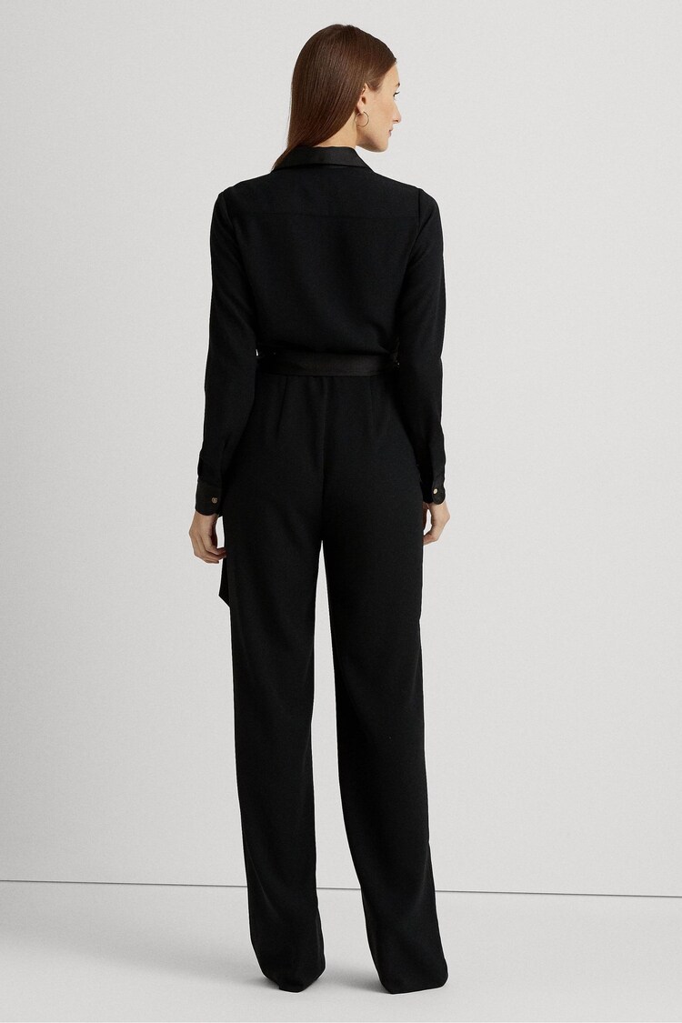 Buy Lauren Ralph Lauren Surplice Georgette Wide Leg Black Jumpsuit 