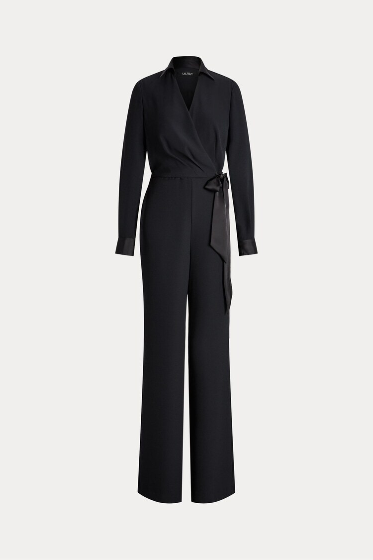 Buy Lauren Ralph Lauren Surplice Georgette Wide Leg Black Jumpsuit 