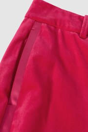 Reiss Pink Rosa Petite Velvet Tapered Suit Trousers - Image 6 of 7
