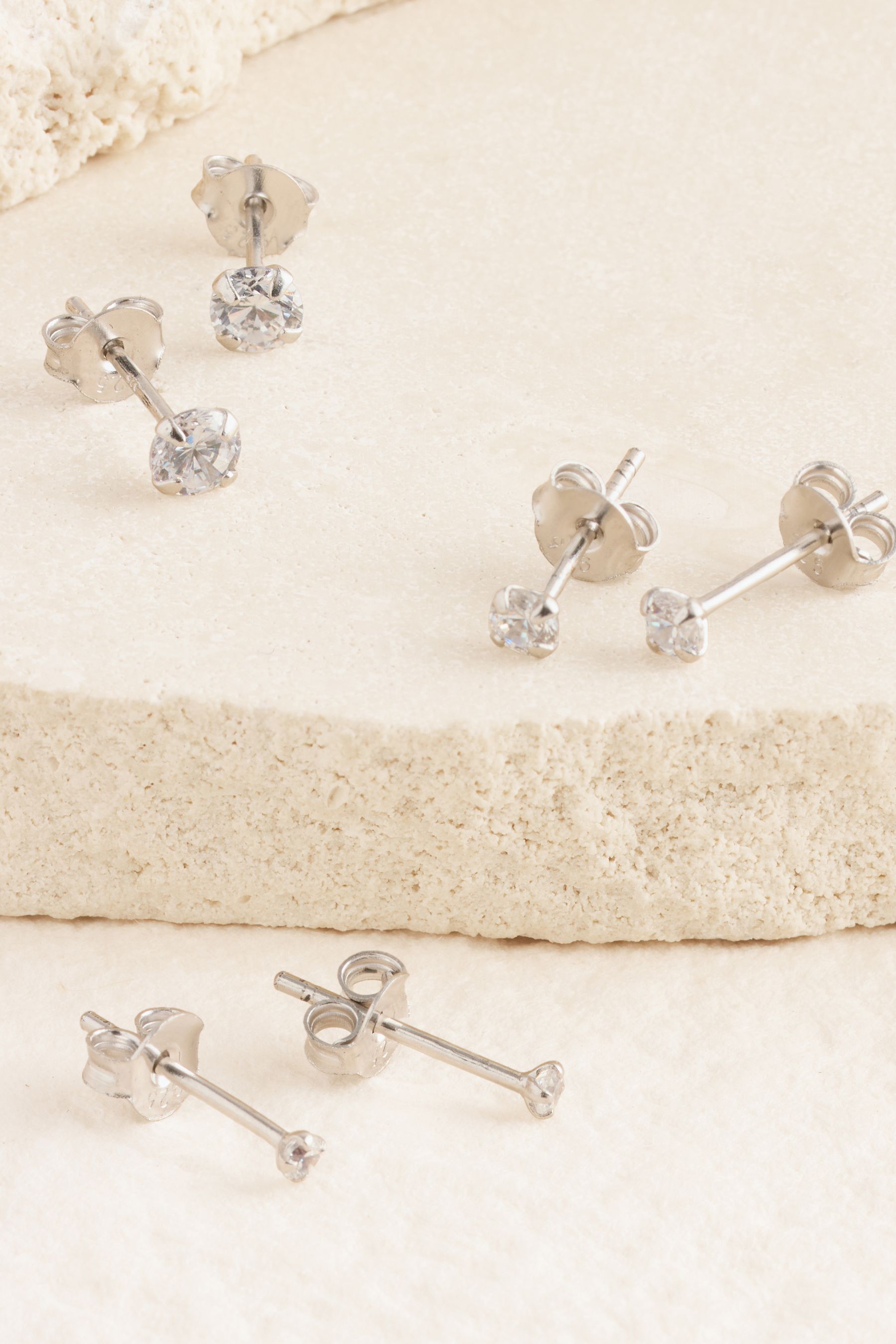 Buy Sterling Silver Crystal Stud Earrings 3 Pack from Next Kazakhstan