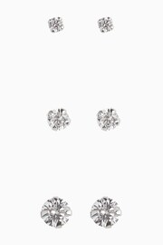Sterling Silver Crystal Stud Earrings 3 Pack - Image 1 of 2