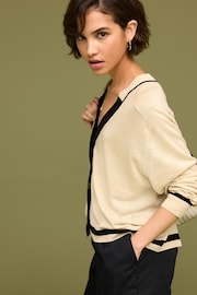 Neutral Brown Linen Button Up Cardigan - Image 3 of 7