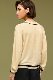 Neutral Brown Linen Button Up Cardigan - Image 4 of 7
