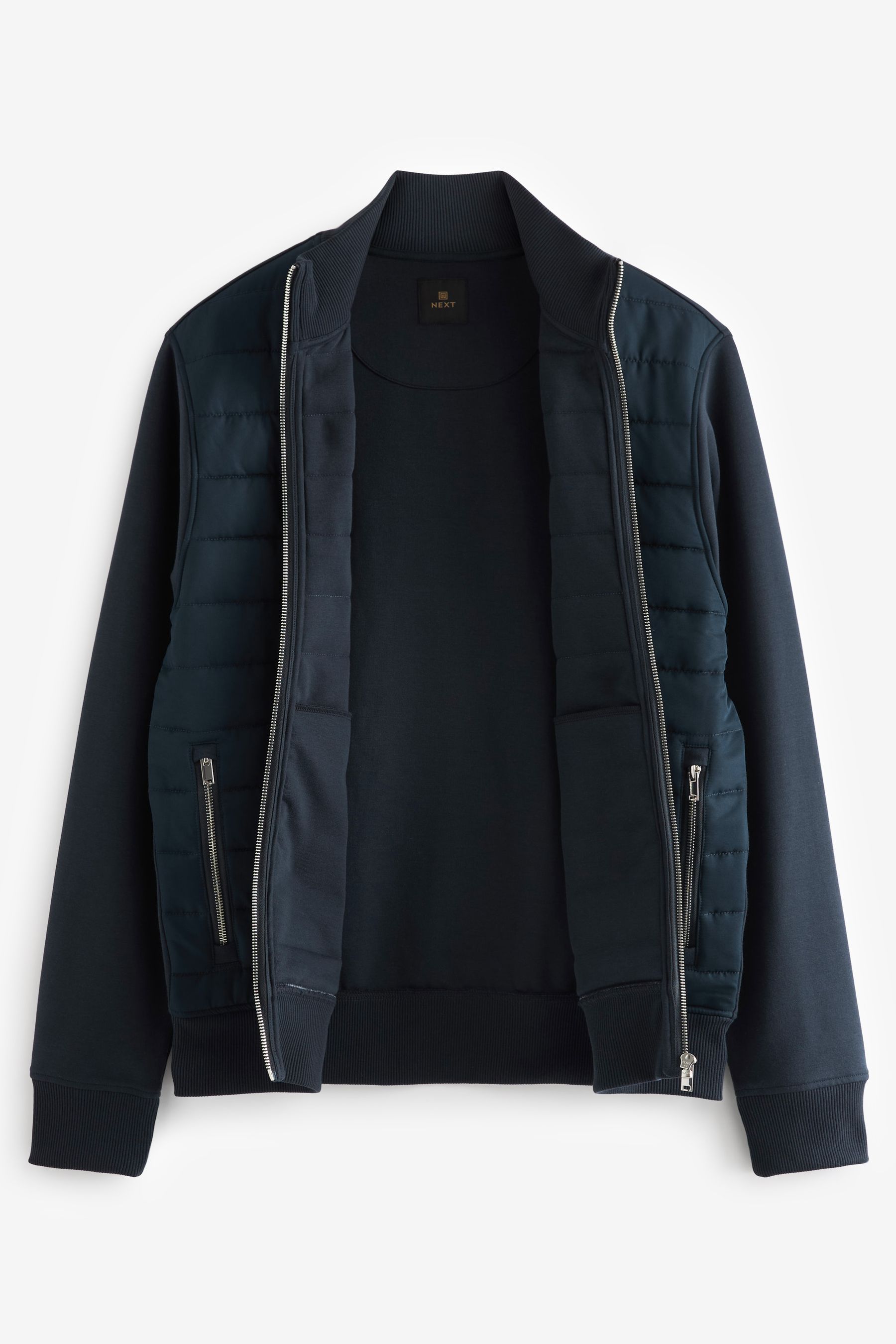Buy Navy Blue Premium Quilted Hybrid Jacket from Next Luxembourg