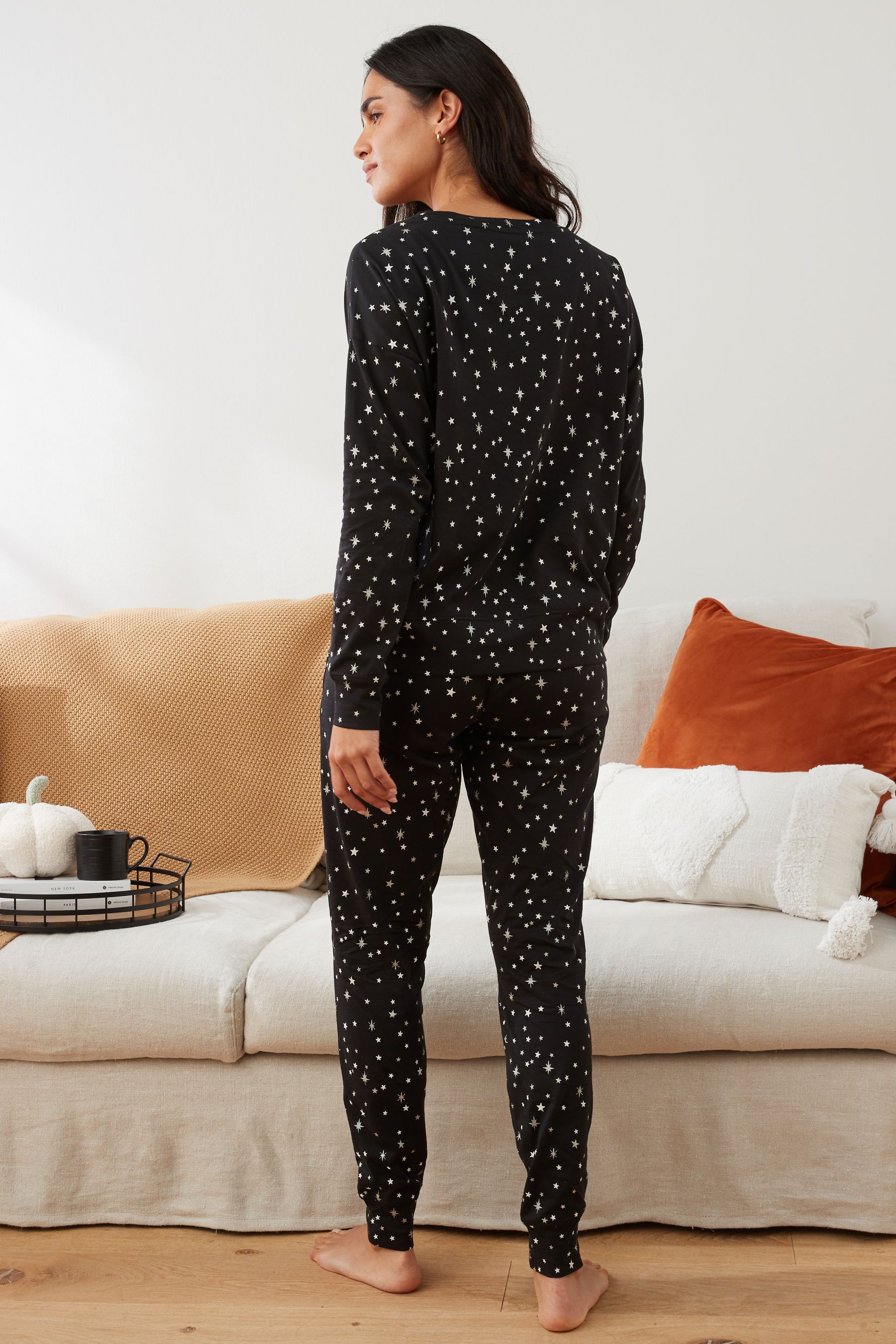 Buy Black Star Cotton Long Sleeve Pyjamas from Next Denmark