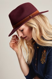 Joules Burgundy Red Wool Fedora Hat - Image 2 of 4