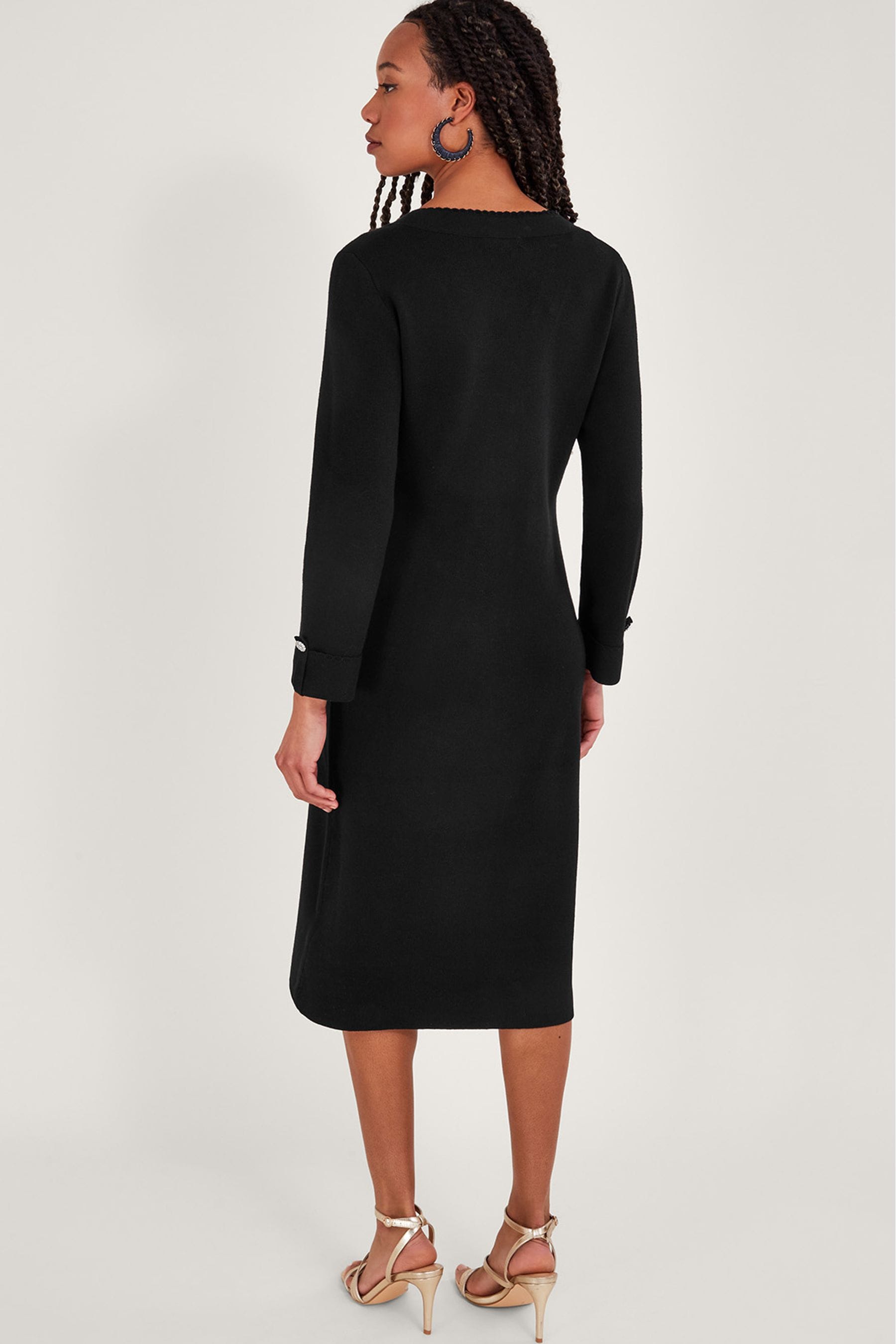 Black knit shop dress with pockets