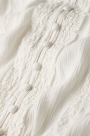 SUPERDRY Cream Long Sleeve Lace Trim Smocked Blouse - Image 5 of 6