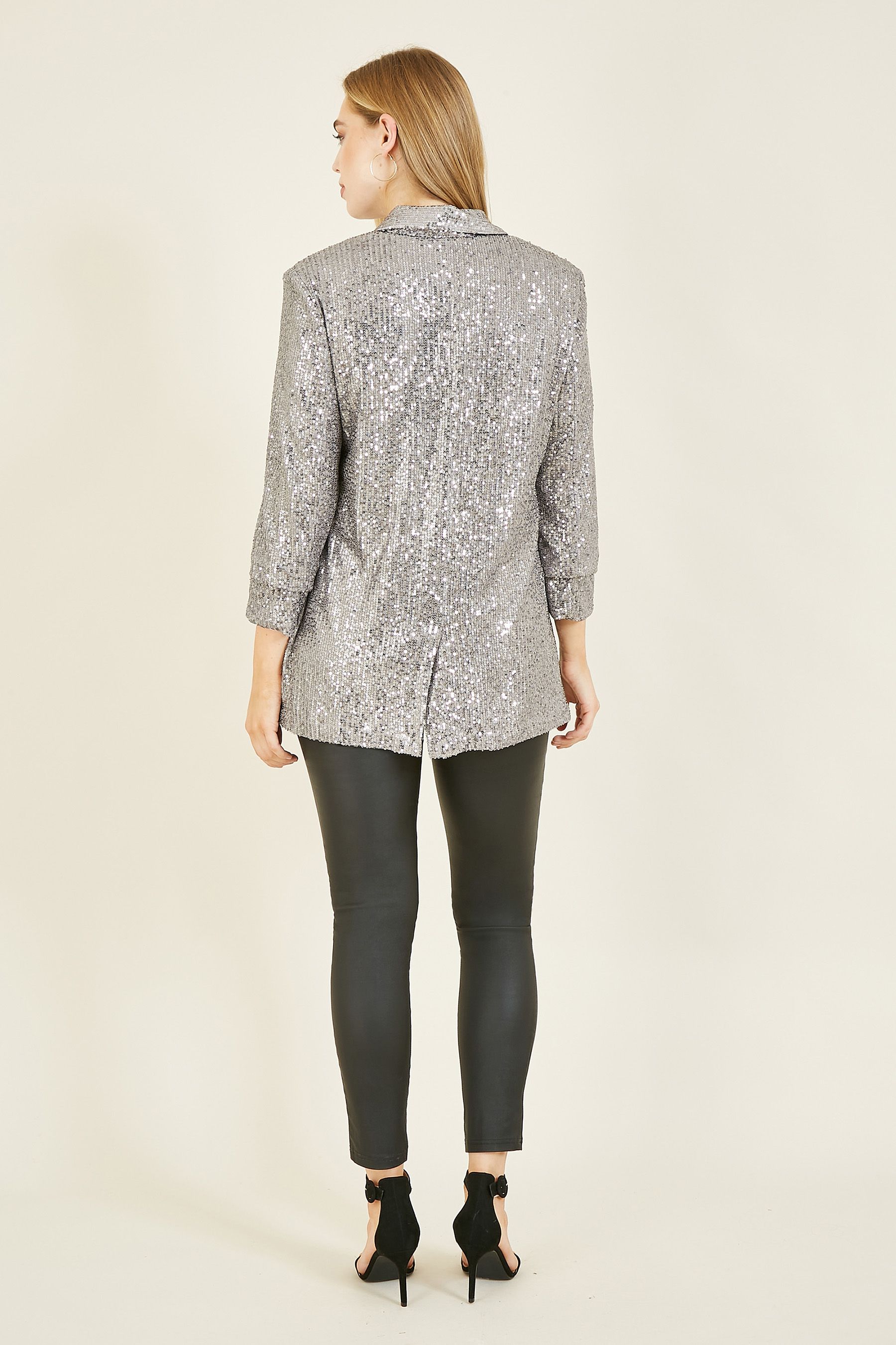 River island tailored blazer in silver sequin hotsell