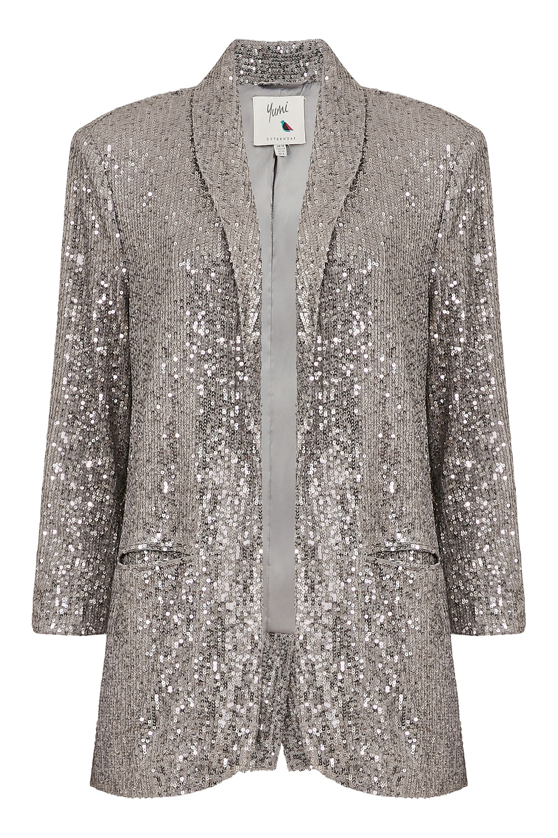 Buy Yumi Silver Sequin Blazer With Pockets from Next Luxembourg