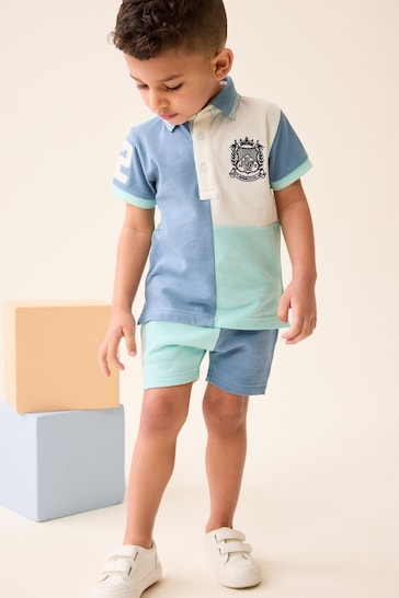 Blue/White Short Sleeve Polo and Shorts Set (3mths-7yrs)