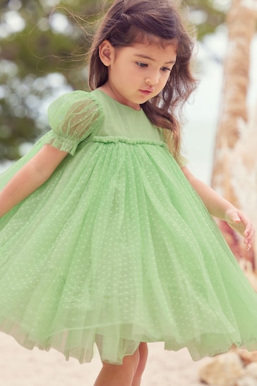 Green Mesh Party Dress (3mths-7yrs)