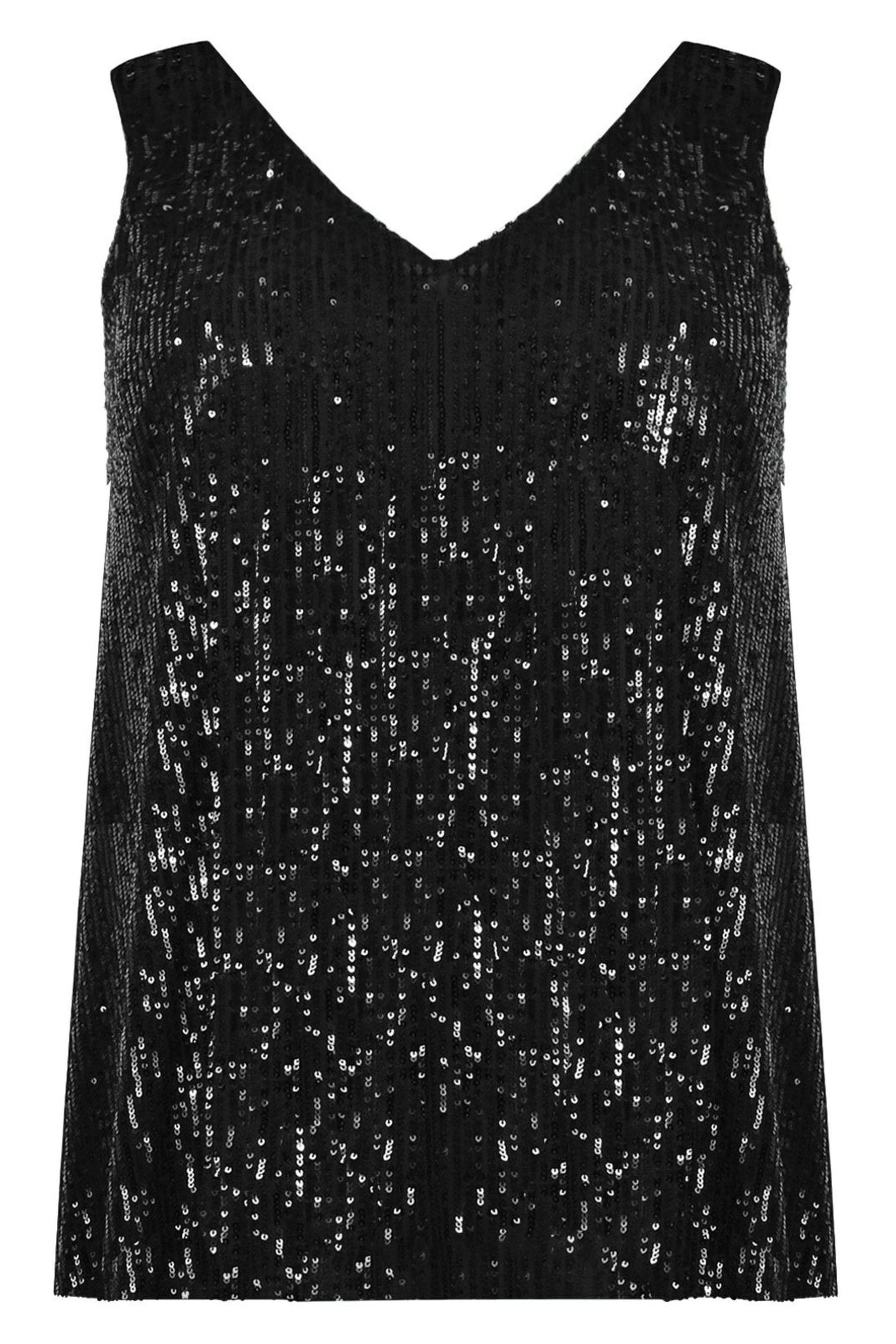 Black sparkly vest top best sale