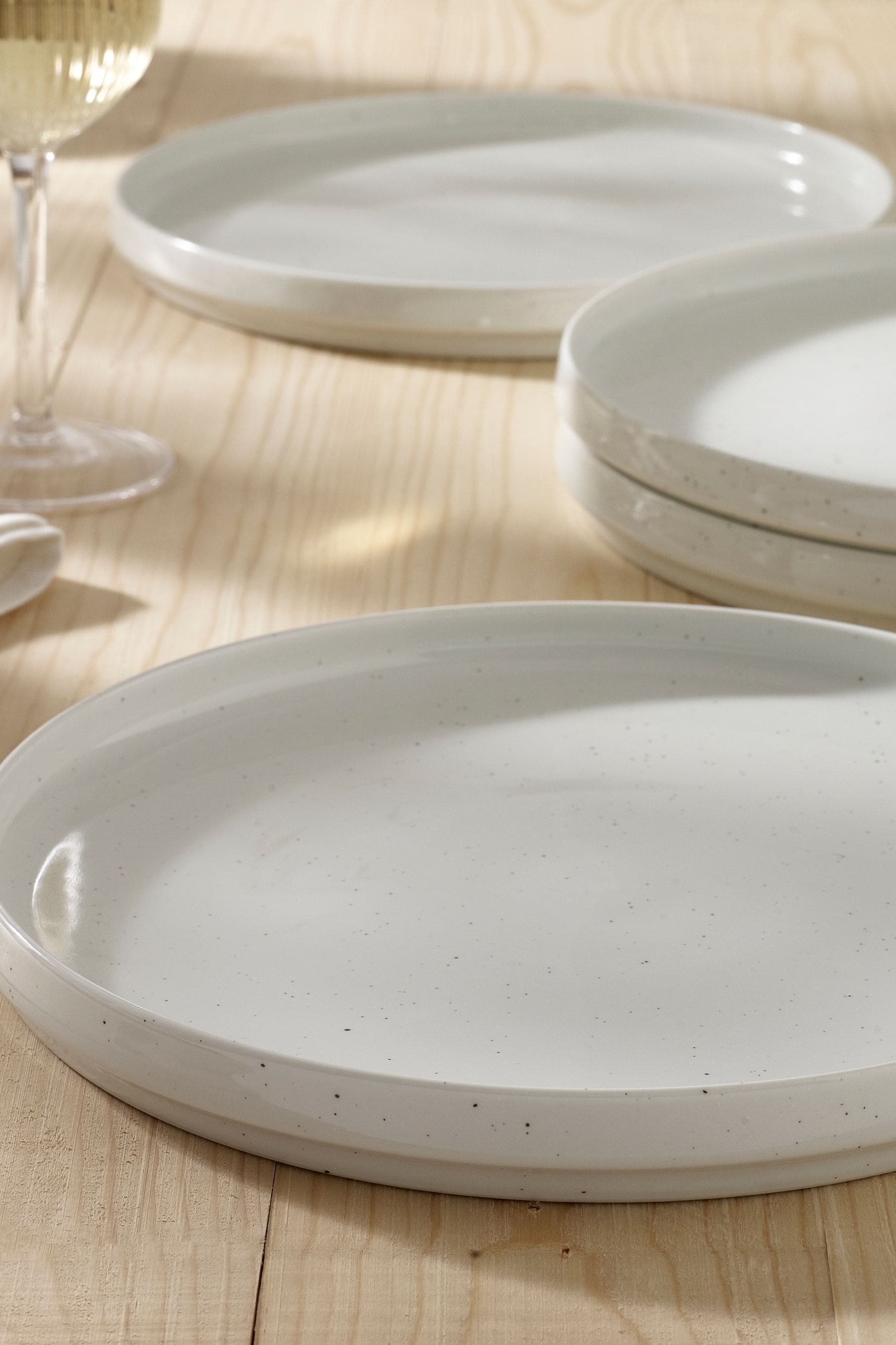 Cream Hayden Speckle Dinnerware Set of 4 Dinner Plates
