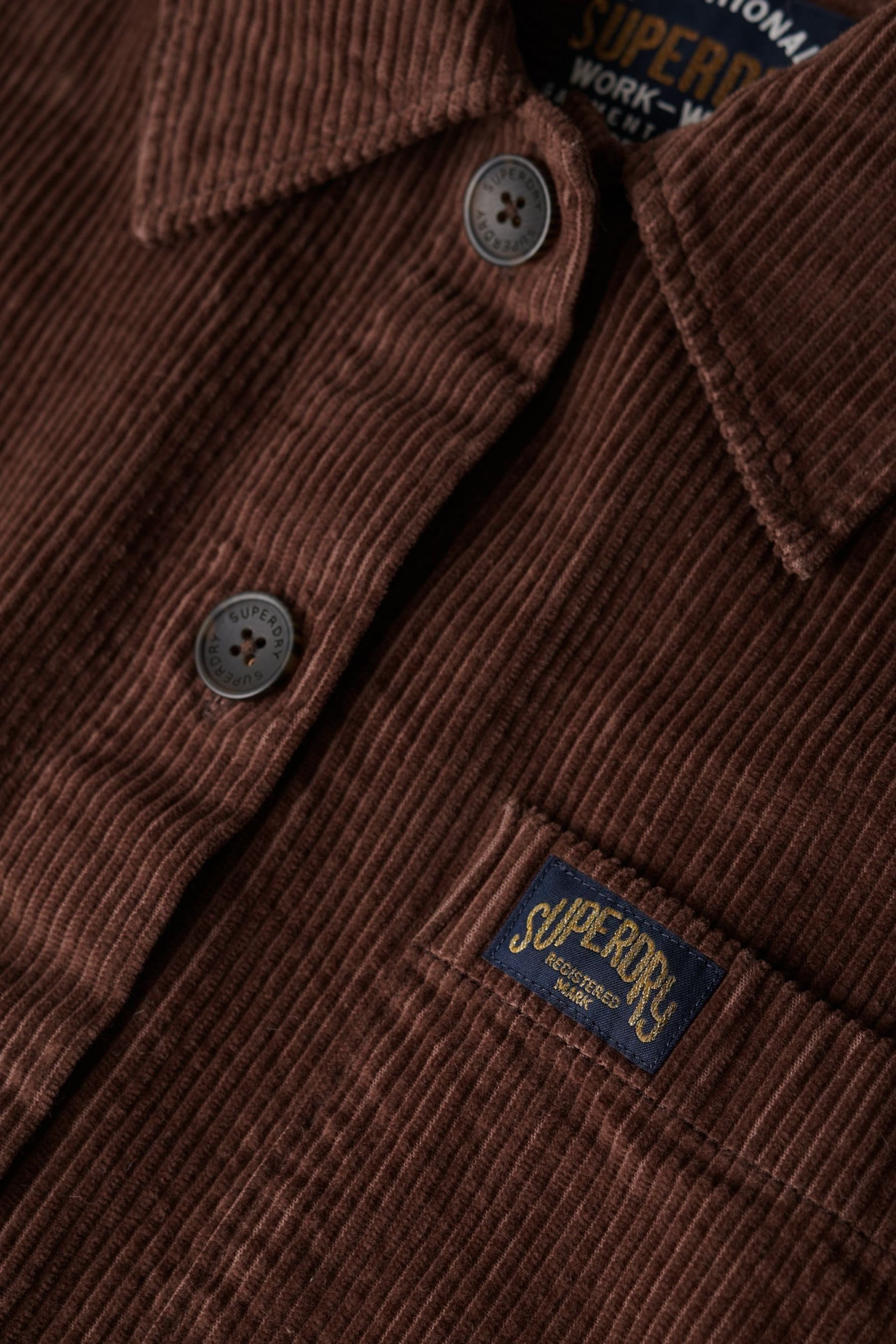 Superdry Brown Chunky Cord Overshirt Jacket - Image 6 of 6