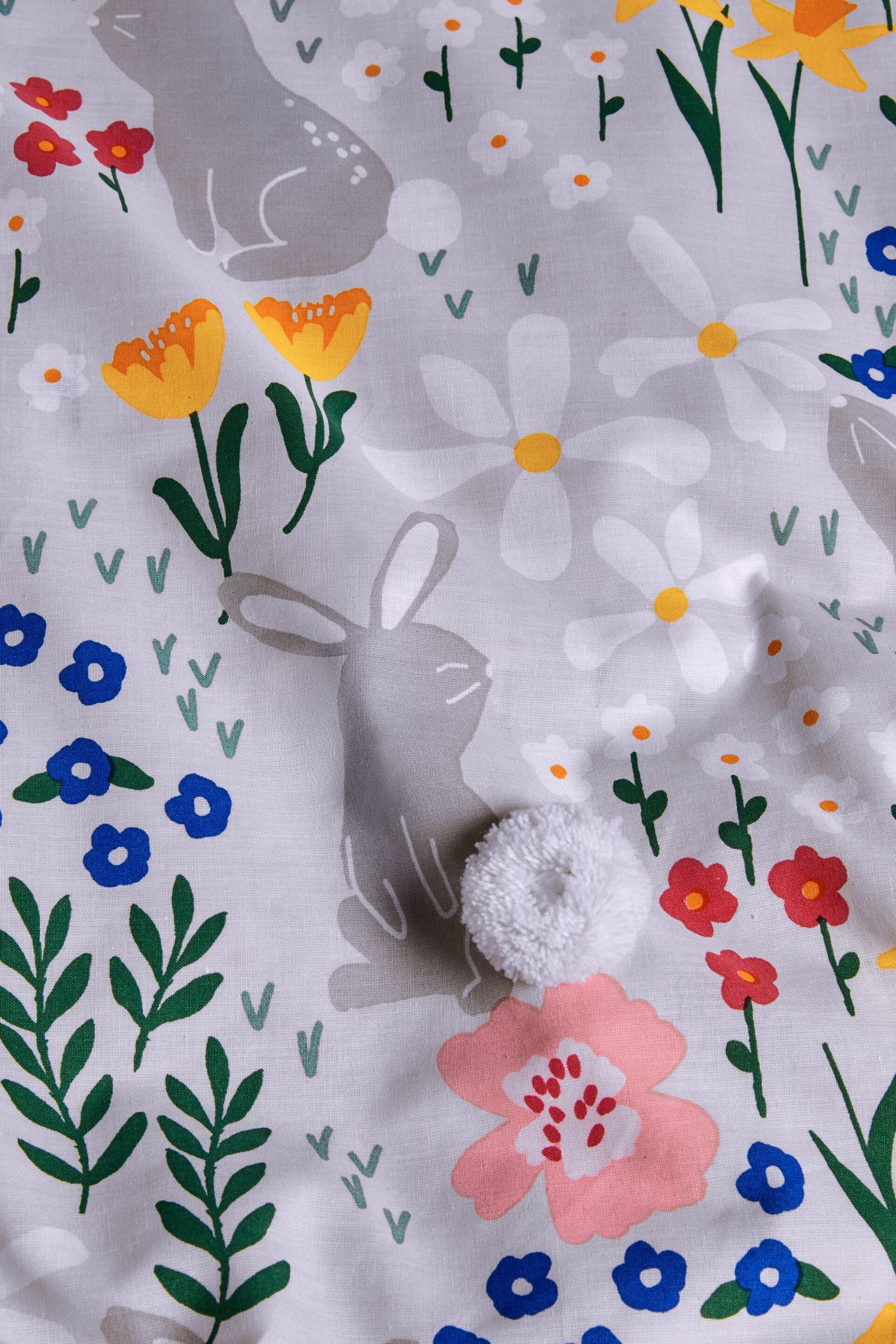 Bright Pom Pom Easter Bunny with Ric Rac Trim Duvet Cover and Pillowcase Set - Image 8 of 9