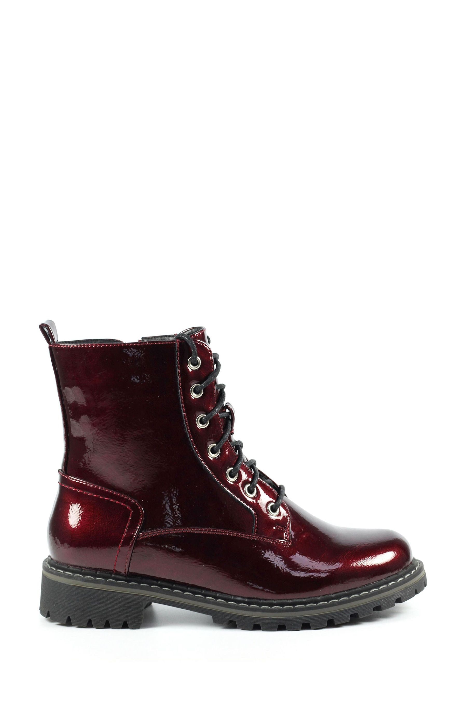 Lunar Burgundy Red Nala Lace Up Ankle Boots