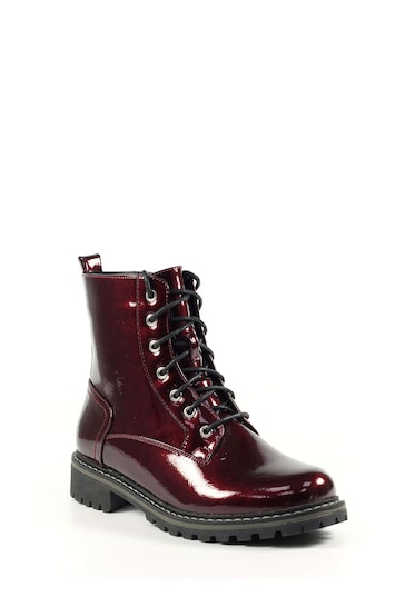 Lunar Burgundy Red Nala Lace Up Ankle Boots