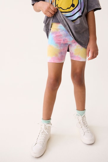 Multi Pink/Blue/Yellow Tie Dye Cycle Shorts (3-16yrs)